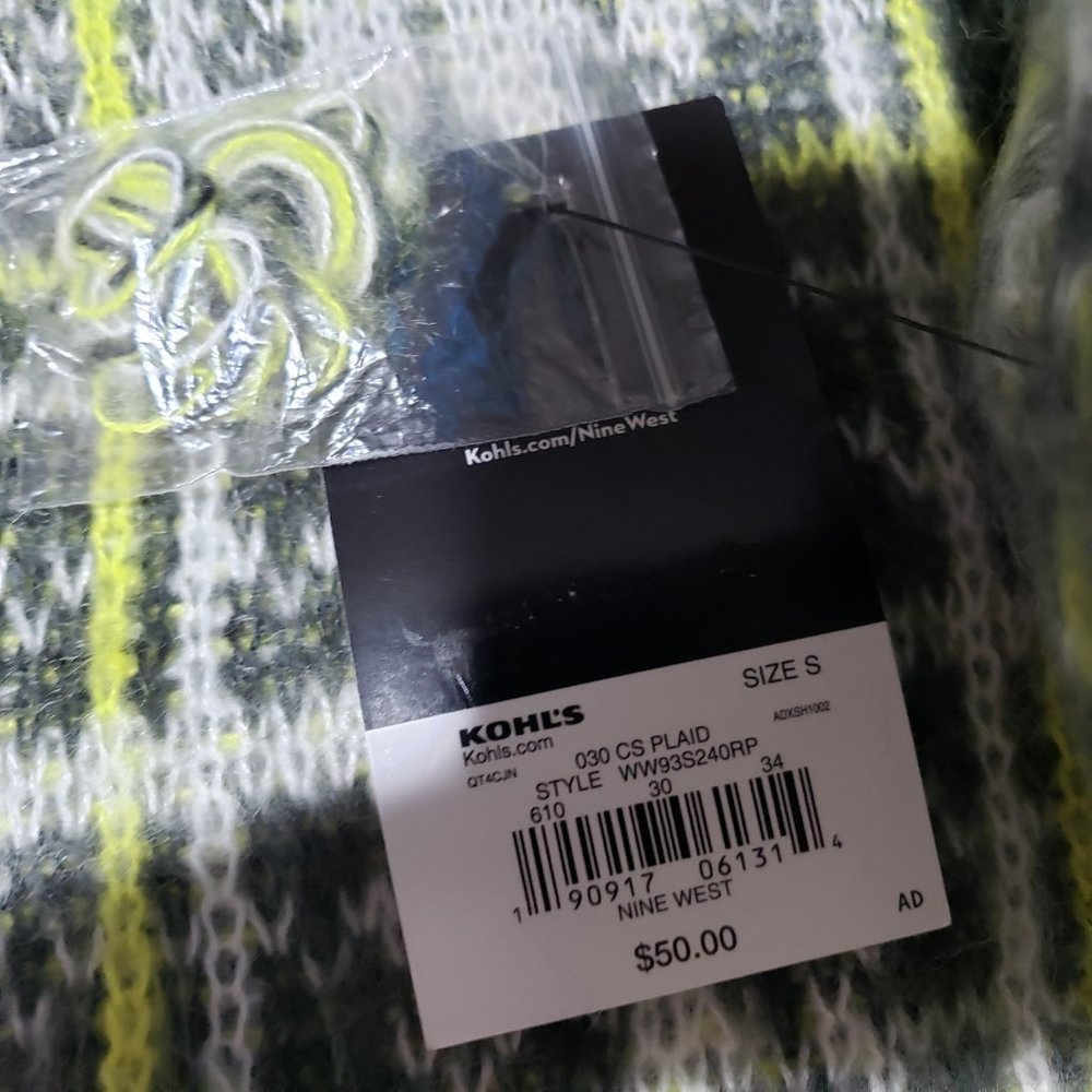 NWT Nine West plaid Boxy soft knit sweater plaid pattern - Picture 4 of 7